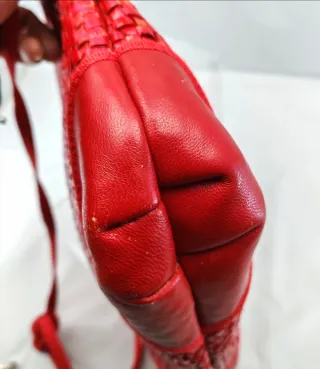 Borsa estiva in paglia intrecciata rossa