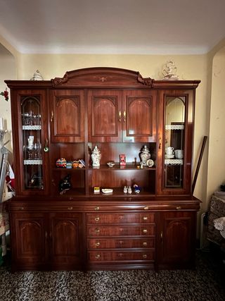 Mueble de salón madera y cristal