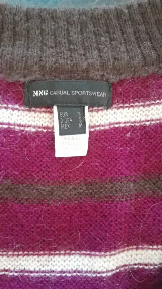 Jersey de Mango. Rayas Morado y Blanco Talla M