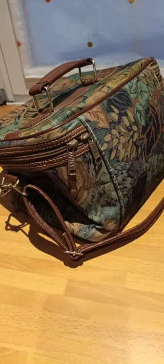 Bolsa de viaje flores marrón y verde