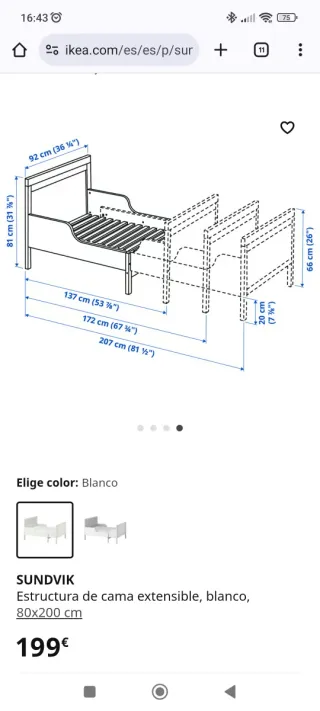 Cama infantil extensible IKEA