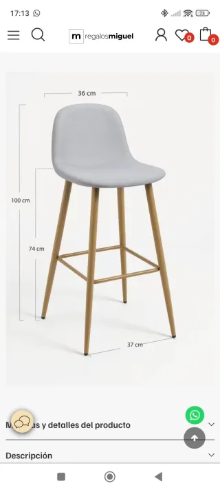 2 Taburetes Teok Tela Gris