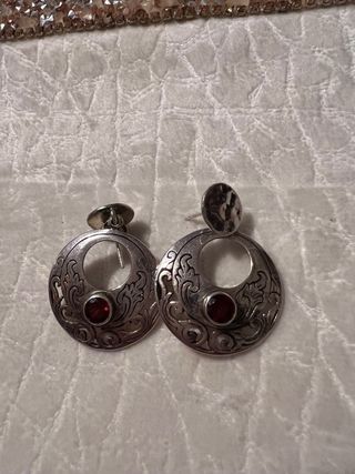 Pack 3 pares pendientes PLATA 925 piedras vintage