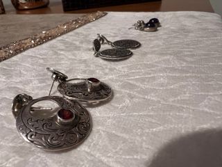 Pack 3 pares pendientes PLATA 925 piedras vintage