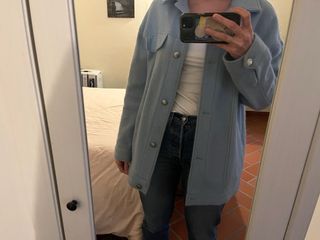 Zara Cappotto Tessuto Azzurro Taglia M