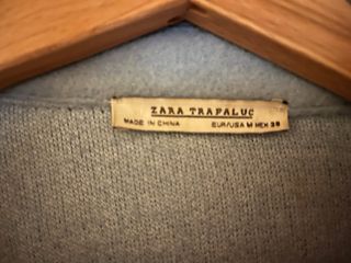 Zara Cappotto Tessuto Azzurro Taglia M