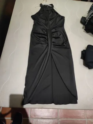 Vestido Negro Fiesta Midi Asimétrico