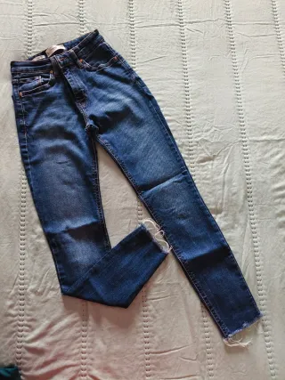 Pantalón vaquero skinny crop azul