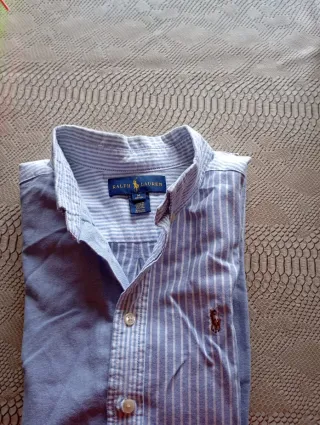 Camisa Ralph Lauren niño azul/blanco talla M