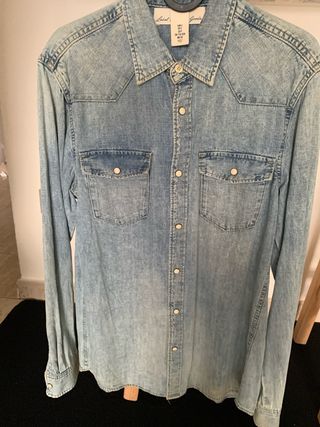 Camisas vaquera H&M azul talla M camisas de Zara