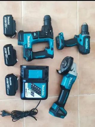 Kit Makita Taladro, Rotomartillo y Amoladora