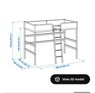 Cama alta TUFFING gris oscuro 90x200