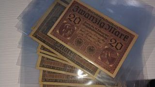 10 Billetes antiguos de 20 Marcos 1918