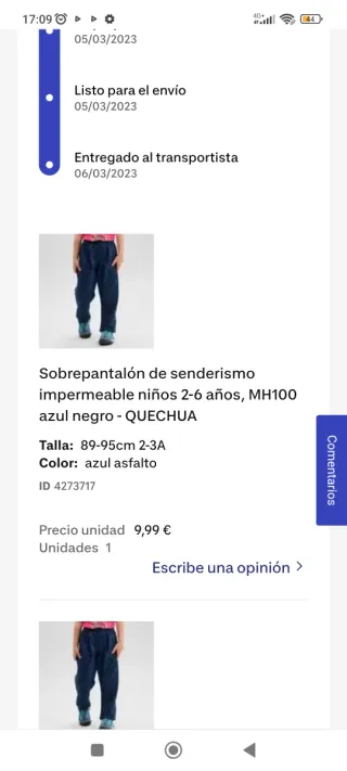 Sobrepantalón senderismo niños QUECHUA azul