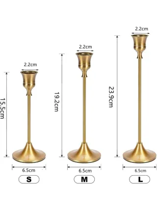 6 Candelabros Cónicos Metal Dorado