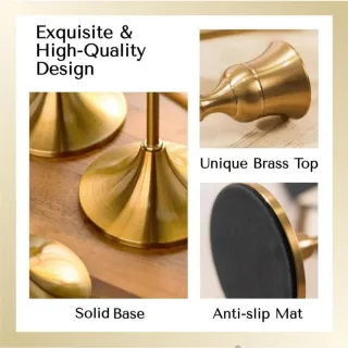 6 Candelabros Cónicos Metal Dorado