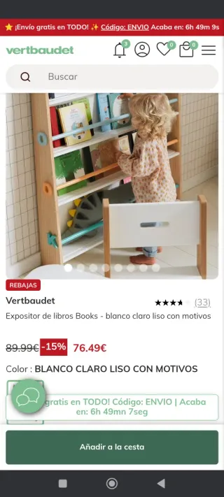 Estanteria infantil tipo Montessori de Vertbaudet