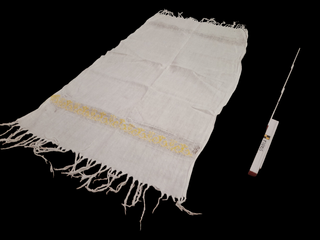 Asciugamani in lino oro e bianco