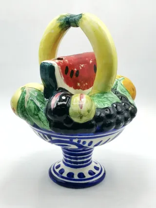 Botijo antiguo tipo frutero, cerámica de Manises