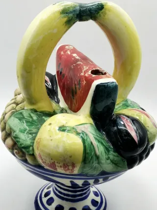 Botijo antiguo tipo frutero, cerámica de Manises