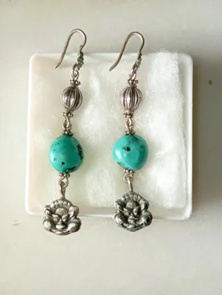 2 pares Pendientes Plata 925 Turquesa