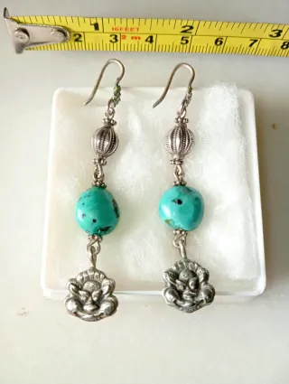 2 pares Pendientes Plata 925 Turquesa