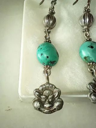 2 pares Pendientes Plata 925 Turquesa