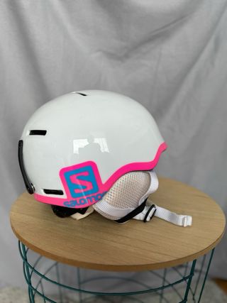 Casco de esquí junior blanco y rosa