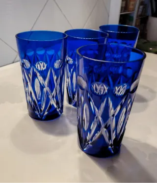 Set 3 Bicchieri Cristallo Blu+1 omaggio