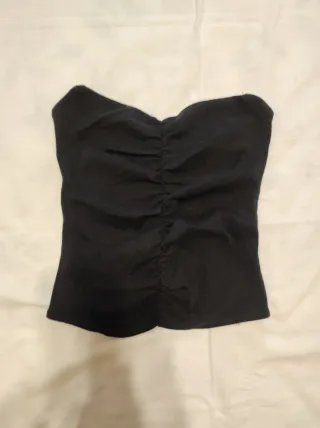 Top banda Zara negro fruncido