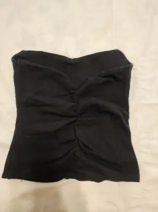 Top banda Zara negro fruncido