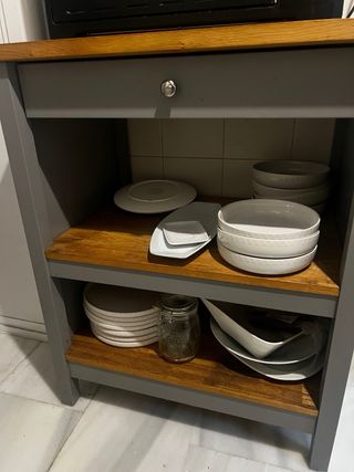 Mueble auxiliar cocina madera y cristal