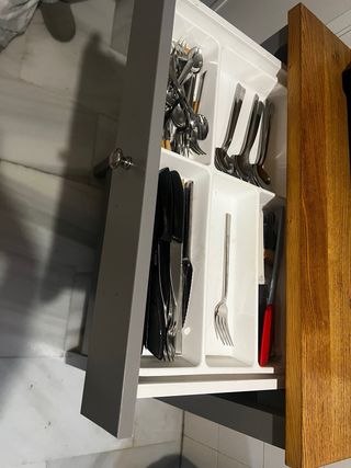 Mueble auxiliar cocina madera y cristal