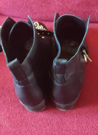 Botines piel mujer negros y dorados