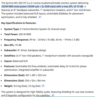 Syrincs M3-220 DT Monitor 2.1 Activo