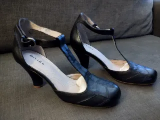 Zapatos piel BIVIEL Tira en T color negro talla 37