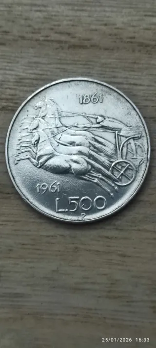 Moneta 100° Anniversario Unità d'Italia 500 lire