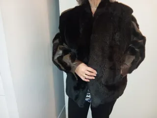 Cazadora Piel Mujer  Años 90 Negra