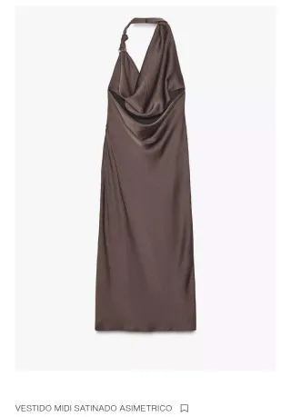 Vestido midi satinado asimétrico Zara