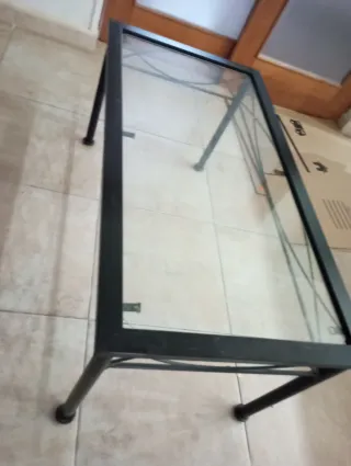 Mesa de centro metal y cristal negra