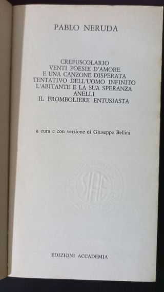 Libro 20 poesie d'amore e una canzone
