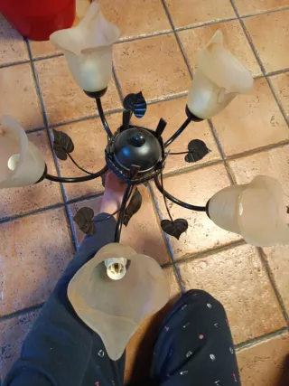 Lámpara de techo metal y cristal