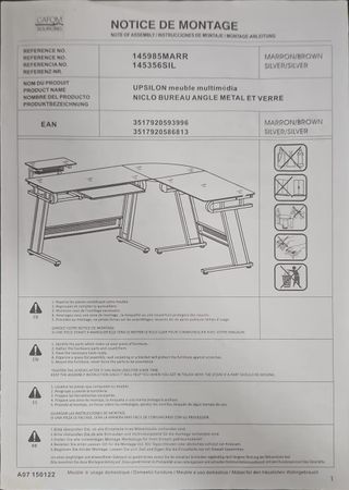 Mesa escritorio cristal templado 110 cm moderna