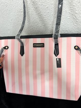 Bolso Victoria's Secret Rayas Rosas y Blancas