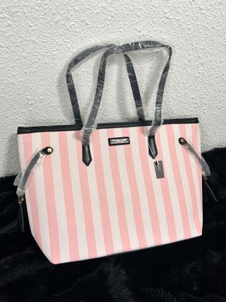 Bolso Victoria's Secret Rayas Rosas y Blancas