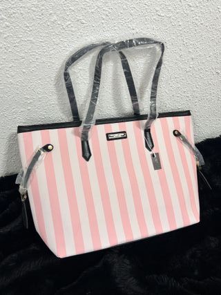 Bolso Victoria's Secret Rayas Rosas y Blancas