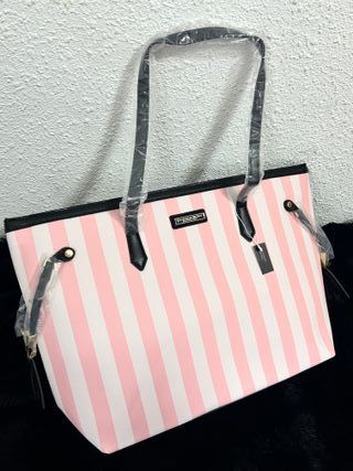 Bolso Victoria's Secret Rayas Rosas y Blancas