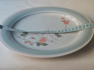 6 y 6 Platos Llanos Cerámica Flores Azules