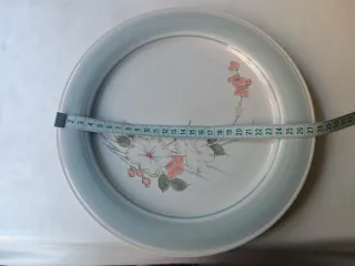 6 y 6 Platos Llanos Cerámica Flores Azules