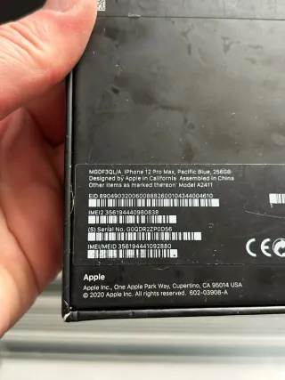 Caja vacía para iPhone 12 Pro Max Pacific Blue 256